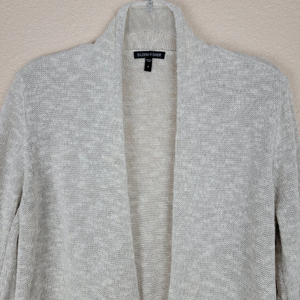 🔥SALE🔥 Eileen Fisher Sweater Cardigan Open Front Linen Langenlook Women Size M - Picture 2 of 9